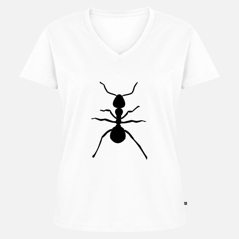 Ameise - Frauen Premium Bio T-Shirt mit V-Ausschnitt - Weiß