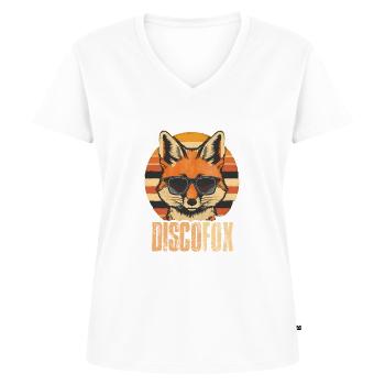 Vintage Discofox Tanzpaar Wettkampf - Frauen Premium Bio T-Shirt mit V-Ausschnitt - Weiß - Vorne - AI Model Female 172 dark (172cm)