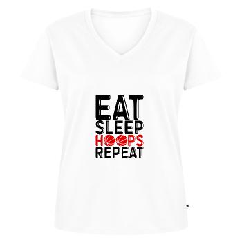 Mangez des cerceaux de sommeil Répétez 4 - T-shirt encolure en V Premium bio Femme - blanc - Devant - AI Model Female 172 dark (172cm)
