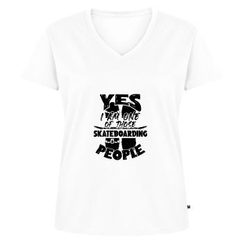 skateboarding slogan - Women's Premium Organic V-neck T-shirt - white - Front - AI Model Female 172 dark (172cm)