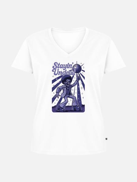 Stayin’ Undead - Disco Zombie Fever - Frauen Premium Bio T-Shirt mit V-Ausschnitt - Weiß