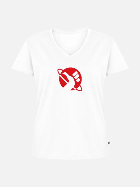 Daumen Planet! - Frauen Premium Bio T-Shirt mit V-Ausschnitt - Weiß