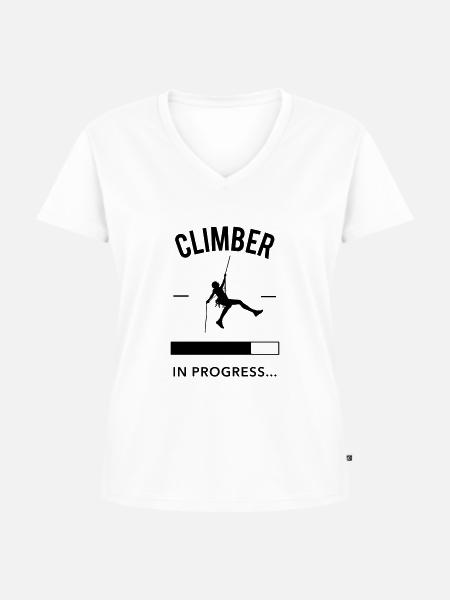 Climber in Progress - Frauen Premium Bio T-Shirt mit V-Ausschnitt - Weiß