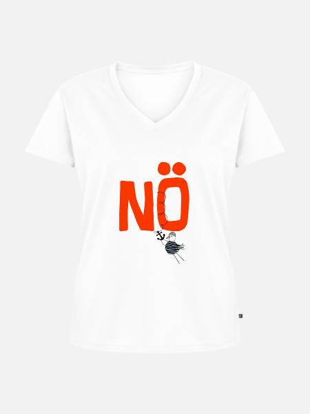 Nö - Frauen Premium Bio T-Shirt mit V-Ausschnitt - Weiß