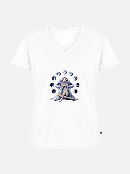 Mondgöttin - Frauen Premium Bio T-Shirt mit V-Ausschnitt -