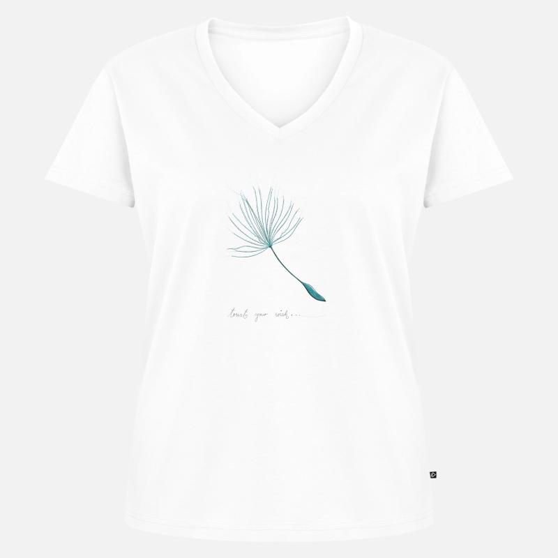 Trust your wish black - Frauen Premium Bio T-Shirt mit V-Ausschnitt - Weiß