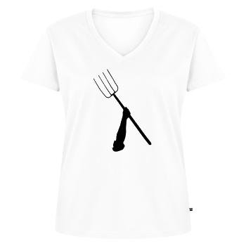 Les fourches viennent! - T-shirt encolure en V Premium bio Femme - blanc - Devant - AI Model Female 172 dark (172cm)