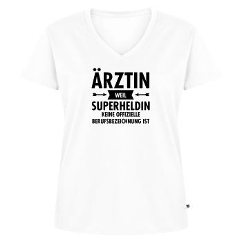 Ärztin - Superheldin - Frauen Premium Bio T-Shirt mit V-Ausschnitt - Weiß - Vorne - AI Model Female 172 dark (172cm)