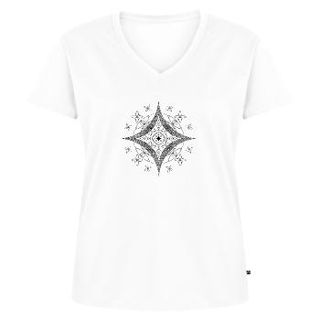 Lily II - Mandala fait avec amour - T-shirt encolure en V Premium bio Femme - blanc - Devant - AI Model Female 172 dark (172cm)
