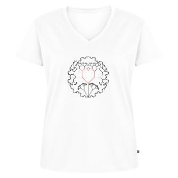 Fractal Dream Red Heart - Mandala fait avec Amour - T-shirt encolure en V Premium bio Femme - blanc - Devant - AI Model Female 172 dark (172cm)