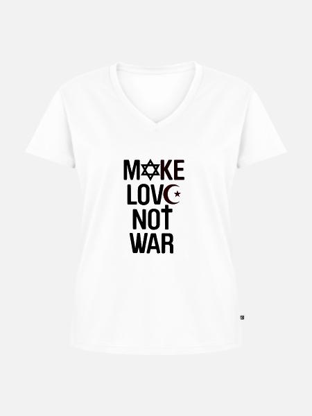 Make Love not War - Frauen Premium Bio T-Shirt mit V-Ausschnitt - Weiß