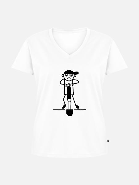 Straßenarbeiter mit Presslufthammer - Frauen Premium Bio T-Shirt mit V-Ausschnitt - Weiß