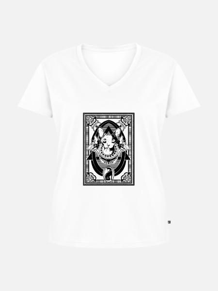 Sphynx - Frauen Premium Bio T-Shirt mit V-Ausschnitt - Weiß