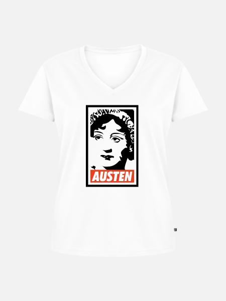 Jane Austen - Frauen Premium Bio T-Shirt mit V-Ausschnitt - Weiß