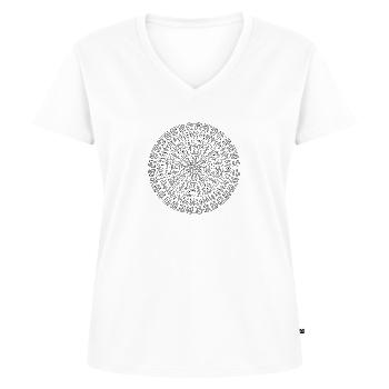 All is One - Mandala made with Love - Frauen Premium Bio T-Shirt mit V-Ausschnitt - Weiß - Vorne - AI Model Female 172 dark (172cm)