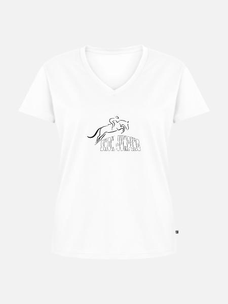 SHOW JUMPING - Frauen Premium Bio T-Shirt mit V-Ausschnitt - Weiß