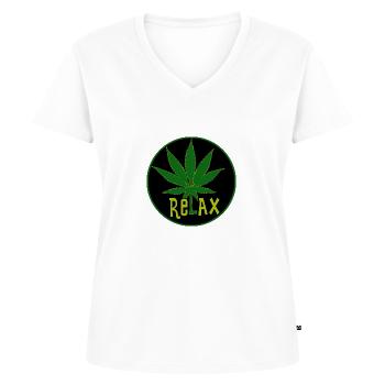 Hemp leaf relax chilled design - Women's Premium Organic V-neck T-shirt - white - Front - AI Model Female 172 dark (172cm)