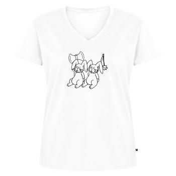 Killer-Kaninchen - weiß gefüllt - Frauen Premium Bio T-Shirt mit V-Ausschnitt - Weiß - Vorne - AI Model Female 172 dark (172cm)