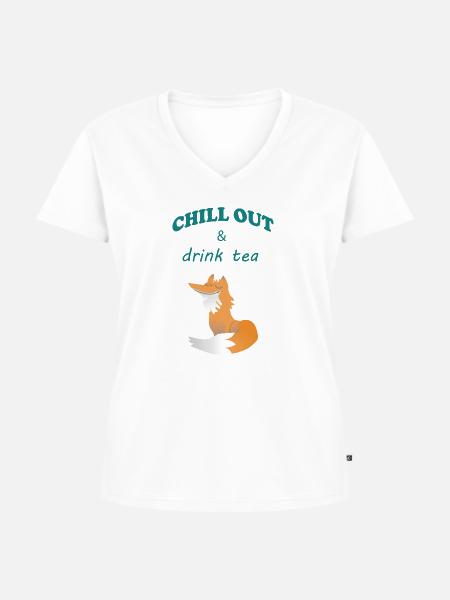 Chill Out - Frauen Premium Bio T-Shirt mit V-Ausschnitt - Weiß