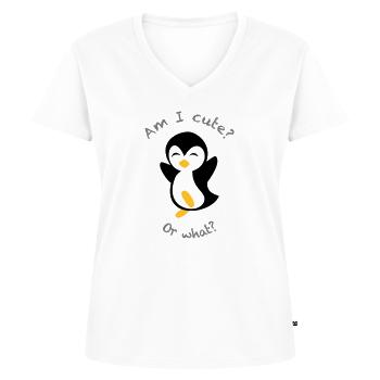 Süsser Pinguin | Design Farben frei wählbar. - Frauen Premium Bio T-Shirt mit V-Ausschnitt - Weiß - Vorne - AI Model Female 172 dark (172cm)