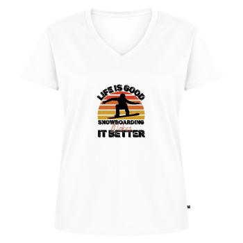 Snowboard - T-shirt encolure en V Premium bio Femme - blanc - Devant - AI Model Female 172 dark (172cm)