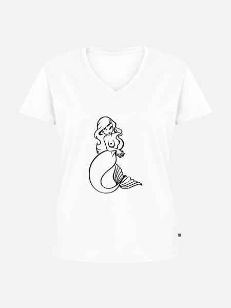 Nixe - Frauen Premium Bio T-Shirt mit V-Ausschnitt - Weiß
