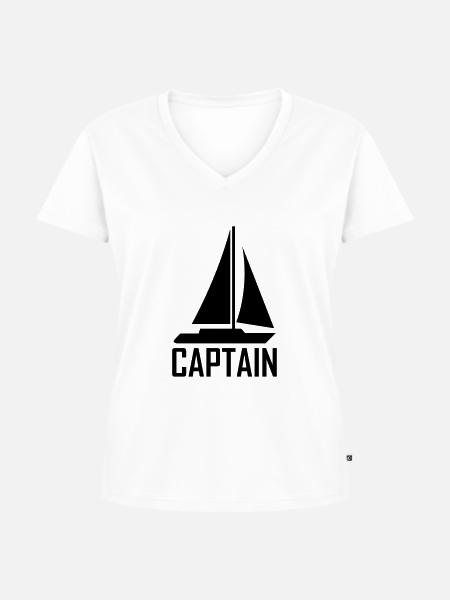 captain - Frauen Premium Bio T-Shirt mit V-Ausschnitt - Weiß