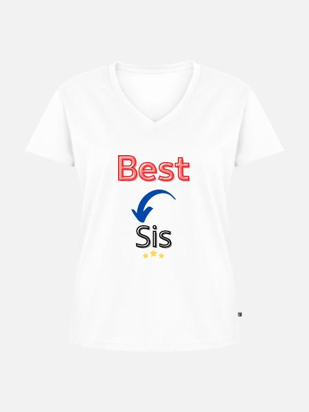 Beste Schwester / Beste Schwester - Frauen Premium Bio T-Shirt mit V-Ausschnitt - Weiß