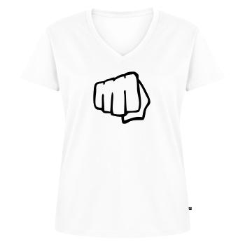 Hand - fist - sw - Women's Premium Organic V-neck T-shirt - white - Front - AI Model Female 172 dark (172cm)