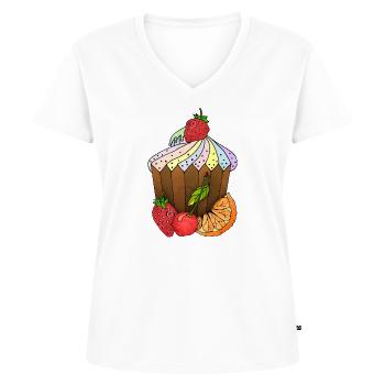 Kuchen - Frauen Premium Bio T-Shirt mit V-Ausschnitt - Weiß - Vorne - AI Model Female 172 dark (172cm)