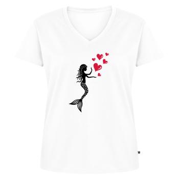 Mermaid Meerjungfrau Seejungfrau Valentinstag Nixe - Frauen Premium Bio T-Shirt mit V-Ausschnitt - Weiß - Vorne - AI Model Female 172 dark (172cm)