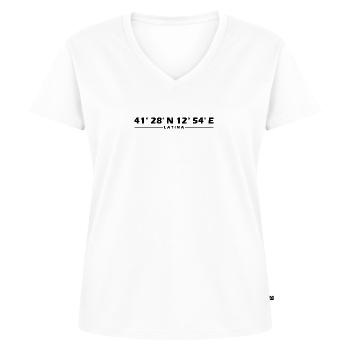 Coordonnées Latina - T-shirt encolure en V Premium bio Femme - blanc - Devant - AI Model Female 172 dark (172cm)
