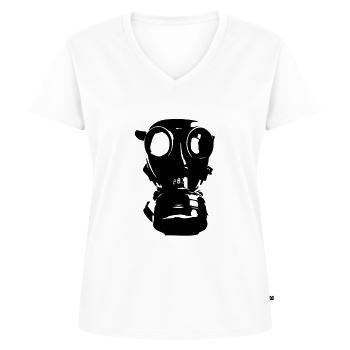 masque à gaz, le crâne, le crâne, la protection - T-shirt encolure en V Premium bio Femme - blanc - Devant - AI Model Female 172 dark (172cm)