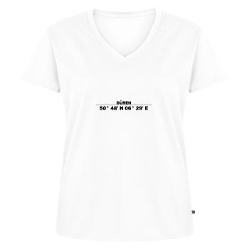 Düren Koordinaten - Frauen Premium Bio T-Shirt mit V-Ausschnitt - Weiß - Vorne - AI Model Female 172 dark (172cm)