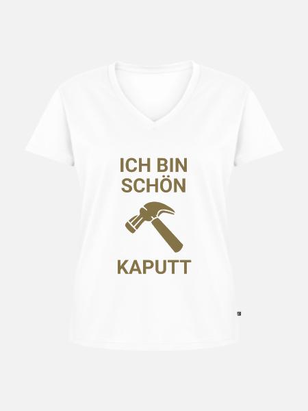 Ich bin schön kaputt - Frauen Premium Bio T-Shirt mit V-Ausschnitt - Weiß