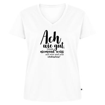 Ach wie gut - Frauen Premium Bio T-Shirt mit V-Ausschnitt - Weiß - Vorne - AI Model Female 172 dark (172cm)