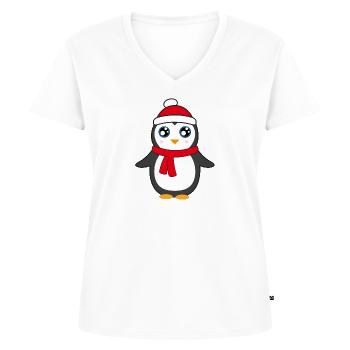 Süßer Baby Pinguin Weinachten - Frauen Premium Bio T-Shirt mit V-Ausschnitt - Weiß - Vorne - AI Model Female 172 dark (172cm)