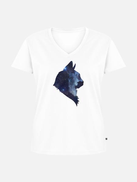Katzenkopf - Frauen Premium Bio T-Shirt mit V-Ausschnitt - Weiß