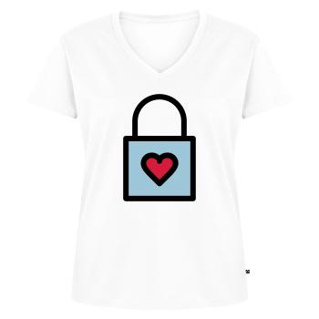 Padlock, love lock - Women's Premium Organic V-neck T-shirt - white - Front - AI Model Female 172 dark (172cm)
