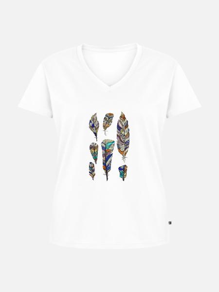 federn - Frauen Premium Bio T-Shirt mit V-Ausschnitt - Weiß