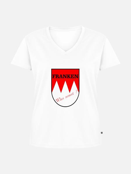 Franken, was sonst ? - Frauen Premium Bio T-Shirt mit V-Ausschnitt - Weiß