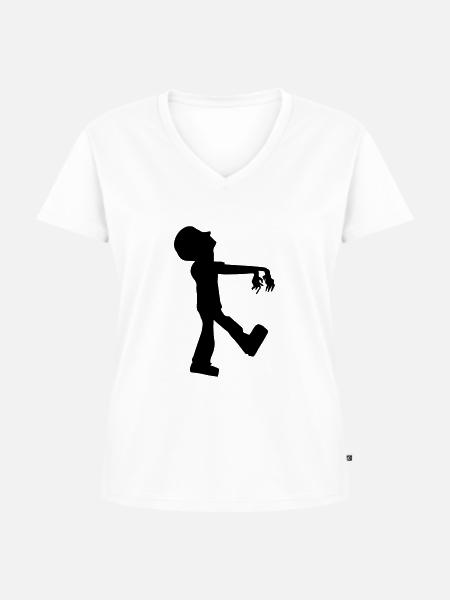 Zombie - Frauen Premium Bio T-Shirt mit V-Ausschnitt - Weiß