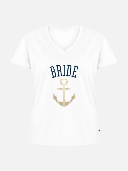 Bride Shirt | Anker - Frauen Premium Bio T-Shirt mit V-Ausschnitt - Weiß