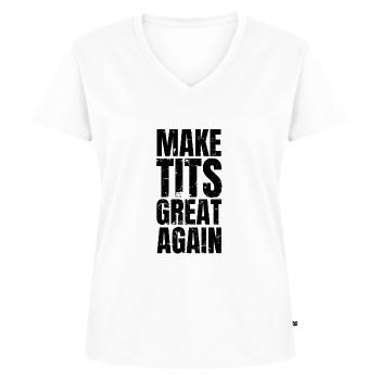 Make Tits Great Again vintage - Frauen Premium Bio T-Shirt mit V-Ausschnitt - Weiß - Vorne - AI Model Female 172 dark (172cm)