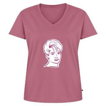 Années 80 / Portrait de femme / Girl Power / minavi - T-shirt encolure en V Premium bio Femme - mauve - Devant - AI Model Female 172 dark (172cm)
