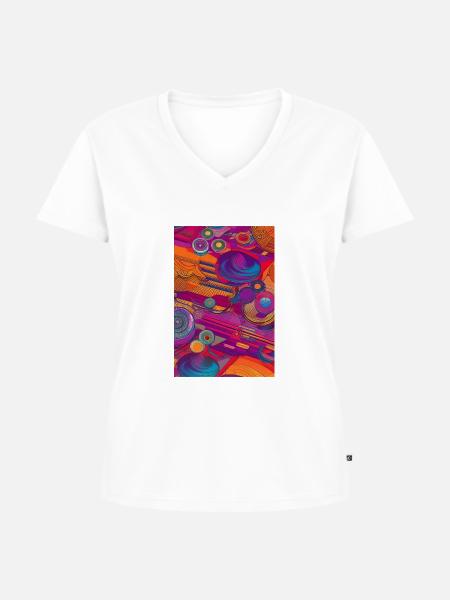 Retro Muster - Frauen Premium Bio T-Shirt mit V-Ausschnitt - Weiß