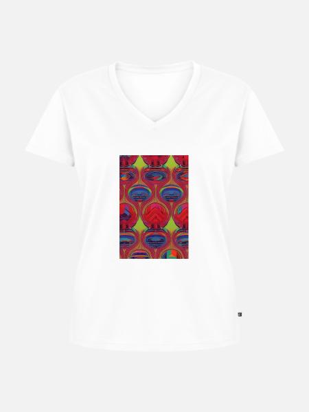 Retro Muster - Frauen Premium Bio T-Shirt mit V-Ausschnitt - Weiß