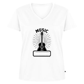 Music - Nom prénom - T-shirt encolure en V Premium bio Femme - blanc - Devant - AI Model Female 172 dark (172cm)