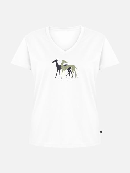 Zwei Windhunde - Frauen Premium Bio T-Shirt mit V-Ausschnitt - Weiß