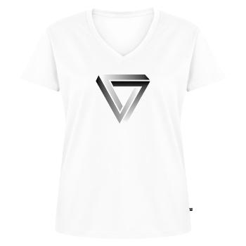 optische illusie - Escher-driehoek - Vrouwen Premium Bio T-shirt met V-hals - wit - Voor - AI Model Female 172 dark (172cm)